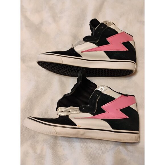 Punkrose High Top Sneakers Shoes Womens Size 10 Black White Pink Lightning Bolt - Picture 5 of 8